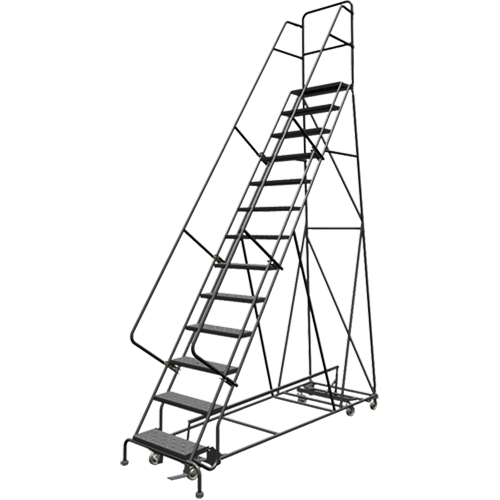 &eacute;chelles roulantes multidirectionnelles, 13 marches, Largeur de la marche 24", Hauteur de la plateforme 130", Acier Trail Hammer and Bolt