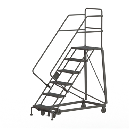 Heavy Duty Safety Slope Ladder, 6 Steps, Perforated, 50° Incline, 60" High Trail Hammer and Bolt