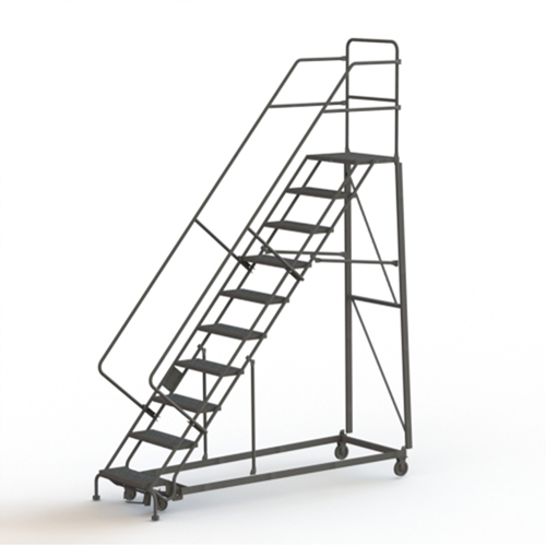 Heavy Duty Safety Slope Ladder, 10 Steps, Perforated, 50° Incline, 100" High Trail Hammer and Bolt