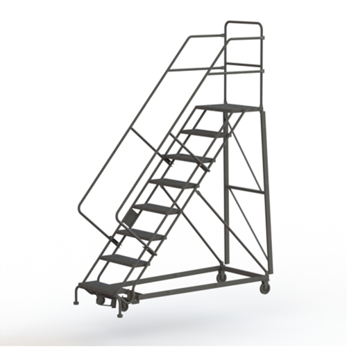 Heavy Duty Safety Slope Ladder, 8 Steps, Serrated, 50° Incline, 80" High Trail Hammer and Bolt