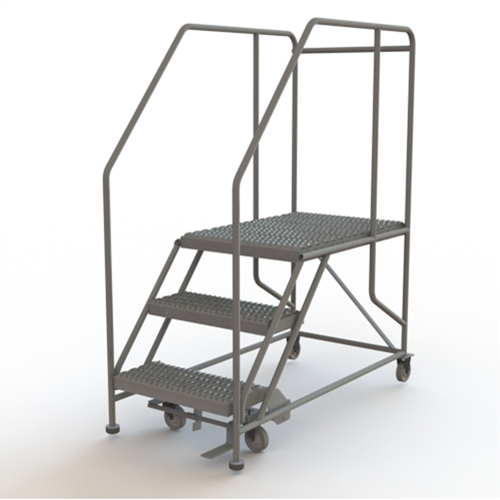 Plateforme de travail mobile, Acier, 3 Marches, 30" ha, 35" p, 24" Marche, Stri&eacute; Trail Hammer and Bolt