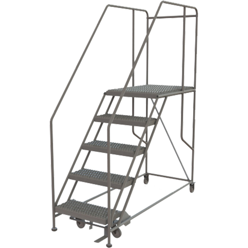 Plateforme de travail mobile, Acier, 5 Marches, 50" ha, 35" p, 24" Marche, Stri&eacute; Trail Hammer and Bolt