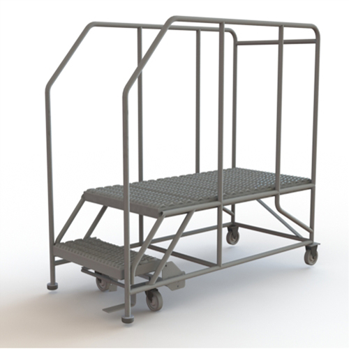 Plateforme de travail mobile, Acier, 2 Marches, 20" ha, 47" p, 24" Marche, Stri&eacute; Trail Hammer and Bolt