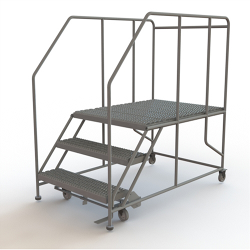 Plateforme de travail mobile, Acier, 3 Marches, 30" ha, 48" p, 36" Marche, Stri&eacute; Trail Hammer and Bolt