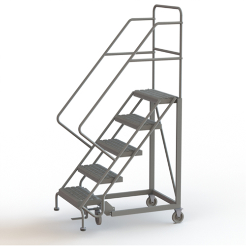 Safety Slope Rolling Ladder, 5 Steps, Serrated, 50° Incline, 50" High Trail Hammer and Bolt