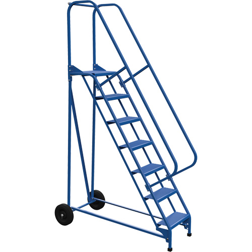 Roll-A-Fold Ladder, 7 Steps, Perforated, 70" High Trail Hammer and Bolt