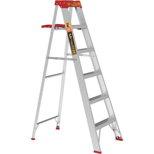 Step Ladder with Paint Tray, 6', Aluminum, 200 lbs. Capacity, Type 3 Trail Hammer and Bolt