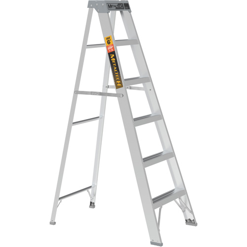 Step Ladder, 6', Aluminum, 225 lbs. Capacity, Type 2 Trail Hammer and Bolt