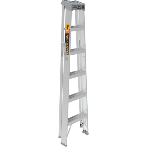 Step Ladder, 6', Aluminum, 225 lbs. Capacity, Type 2 Trail Hammer and Bolt