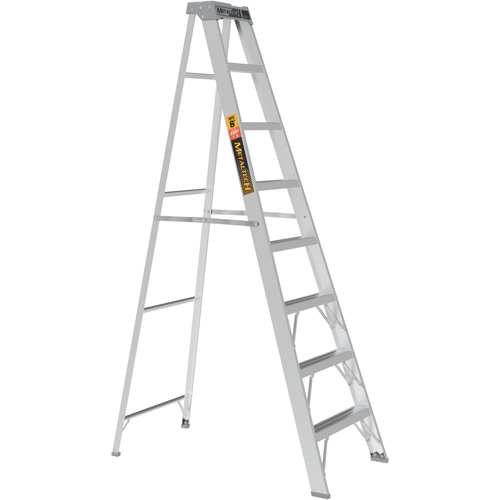 Step Ladder, 8', Aluminum, 225 lbs. Capacity, Type 2 Trail Hammer and Bolt