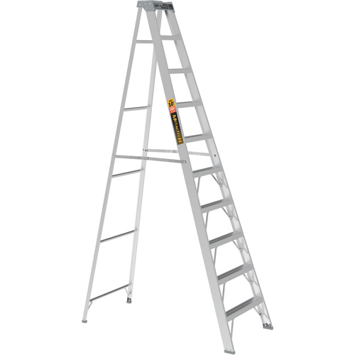 Step Ladder, 10', Aluminum, 225 lbs. Capacity, Type 2 Trail Hammer and Bolt