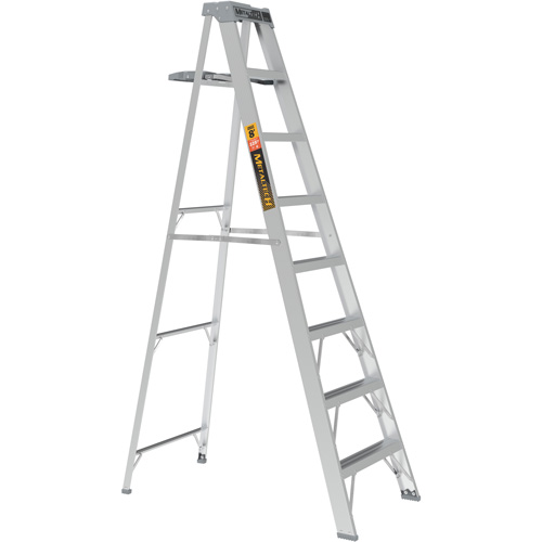 Step Ladder with Paint Tray, 8', Aluminum, 225 lbs. Capacity, Type 2 Trail Hammer and Bolt