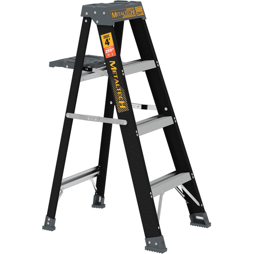 Step Ladder with Paint Tray, 4', Fibreglass, 250 lbs. Capacity, Type 1 Trail Hammer and Bolt