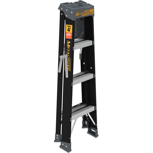 Step Ladder with Paint Tray, 4', Fibreglass, 250 lbs. Capacity, Type 1 Trail Hammer and Bolt