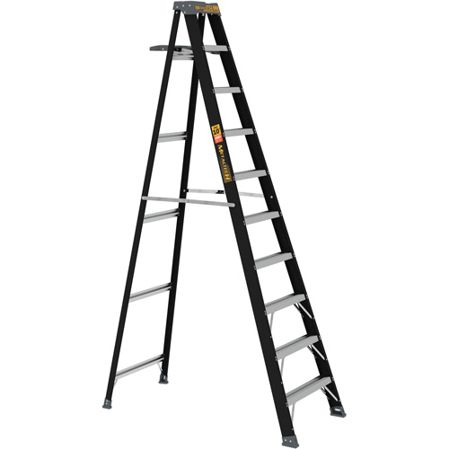 Step Ladder with Paint Tray, 10', Fibreglass, 250 lbs. Capacity, Type 1 Trail Hammer and Bolt