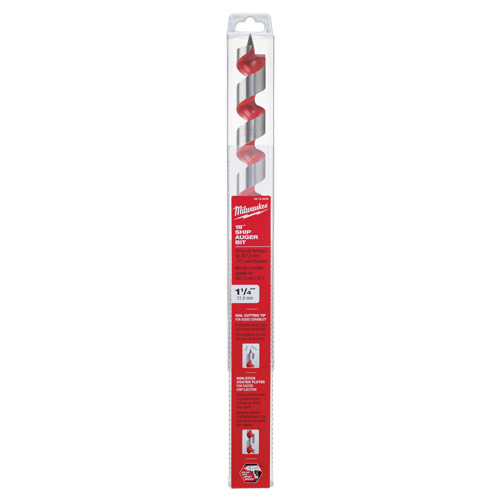 Ship Auger Drill Bit, 1-1/4" Diameter, 15" Flute, 7/16" Hex Shank Trail Hammer and Bolt