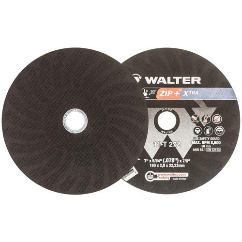 Zip+Xtra Heavy-Duty Cut-Off Wheel, 7" x 5/64", 7/8" Arbor, Type 1, Aluminum Oxide, 8600 RPM Trail Hammer and Bolt