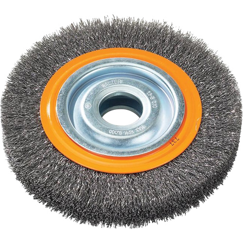 Brosses rotatives &agrave; fils torsad&eacute;s d'&eacute;tabli, 6" dia., Fils 0,0118", Arbre 1/2" - 1/4" Trail Hammer and Bolt