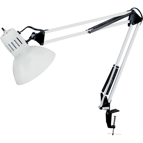 Lampes de bureau &agrave; pince - Bras flexible, 100 W, Incandescente, Pinces serre-joints, Col 36", Blanc Trail Hammer and Bolt