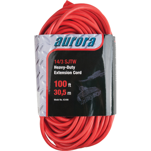 Vinyl Extension Cord, Outdoor, SJTW, 14/3 AWG, 13 A, 3 Outlet(s), 100' Trail Hammer and Bolt