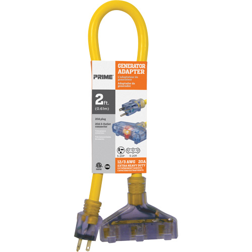 Generator Adaptors, Outdoor, STOW, 16/3 AWG, 20 A, 3 Outlet(s), 2' Trail Hammer and Bolt