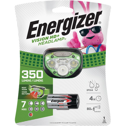 Vision HD+ Headlight, LED, 350 Lumens, 4 Hrs. Run Time, AAA Batteries Trail Hammer and Bolt