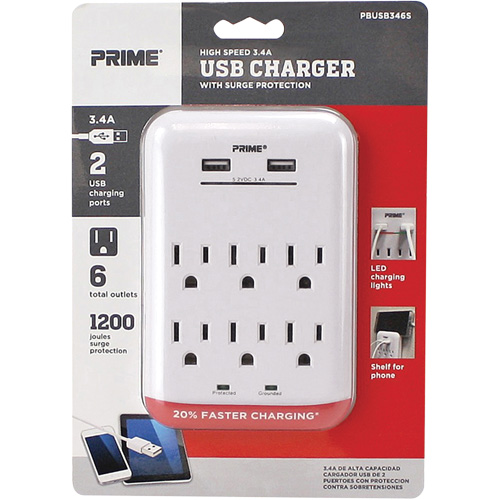 Prime&reg; USB Charger with Surge Protector Trail Hammer and Bolt