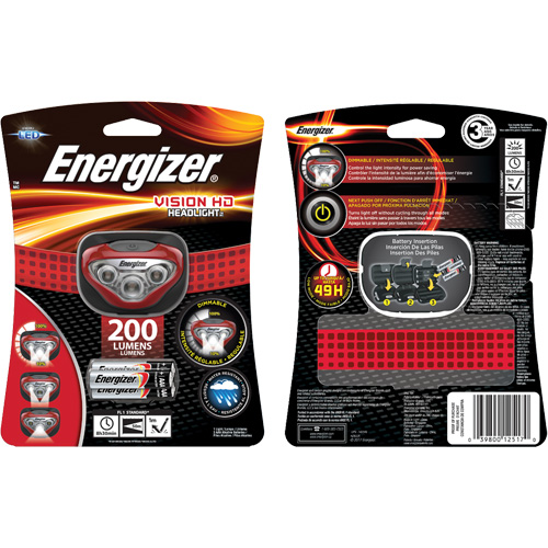 Vision Headlight, LED, 200 Lumens, 8.5 Hrs. Run Time, AAA Batteries Trail Hammer and Bolt
