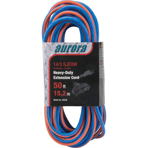 Cordon rallonge en caoutchouc TPE avec indicateur lumineux, Toutes saisons, SJEOW, AWG 14/3, 15 A, 3 prise(s), 50' Trail Hammer and Bolt