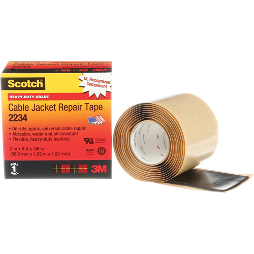 Ruban de r&eacute;paration de gaines pour c&acirc;bles Scotch, 51 mm (2") x 1,8 m (6'), Noir, 60 mils Trail Hammer and Bolt