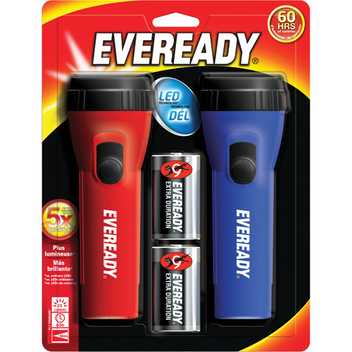 Eveready&reg; General Purpose Flashlight Kit, LED, 25 Lumens, D Batteries Trail Hammer and Bolt