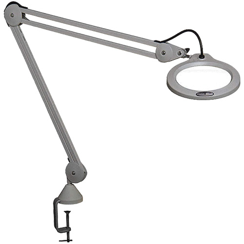 Magnifying Lamp, 5 Diopter, LED Light, 45" Arm, C-Clamp, Grey Trail Hammer and Bolt