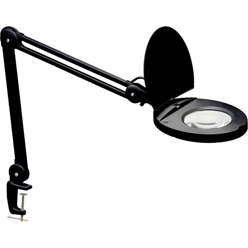 Adjustable Magnifier Lamp, 5 Diopter, LED Light, 47" Arm, C-Clamp, Black Trail Hammer and Bolt
