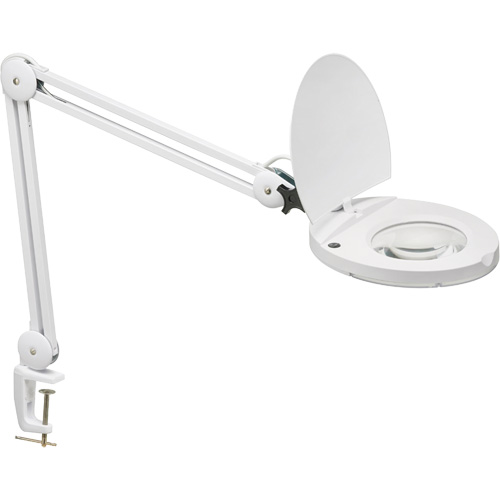 Lampe loupe ajustable, Dioptrie 5, Ampoule DEL, Bras de 47", Pinces serre-joints, Blanc Trail Hammer and Bolt