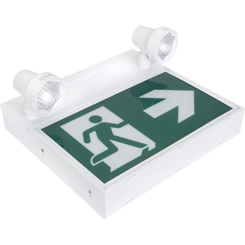 Enseigne d'homme qui court avec &eacute;clairage de s&eacute;curit&eacute;, DEL, &agrave; piles/&agrave; raccordement fixe, 12-1/10" lo x 11" la, Pictogramme Trail Hammer and Bolt