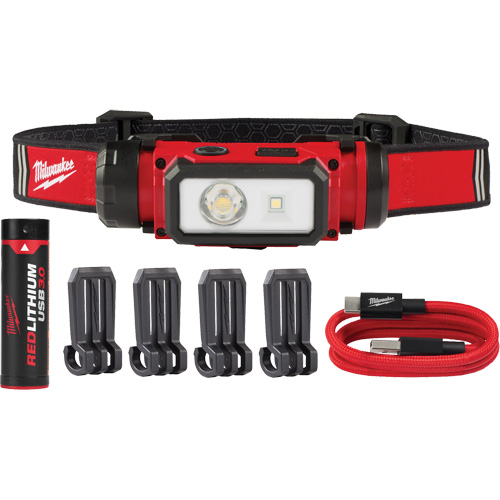 Lampe frontale pour casque de s&eacute;curit&eacute; USB REDLITHIUM, DEL, 600 lumens, 5 hres de fonctionnement, piles Rechargeable Trail Hammer and Bolt