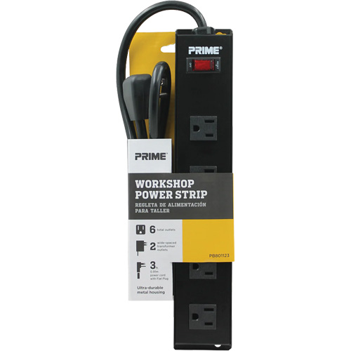 Bloc multiprise pour atelier en m&eacute;tal, 6 Prise(s), 3', 15 A, 1875 W, 125 V Trail Hammer and Bolt