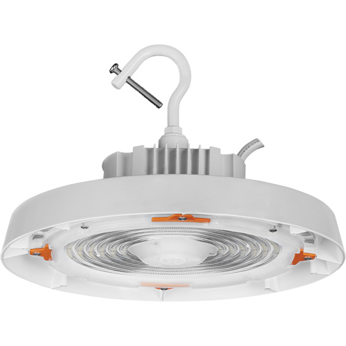 UFO High Bay Light, LED, 120 - 347 V, 150 W, 7.3" H x 11" W Trail Hammer and Bolt