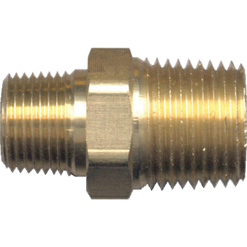 Reducing Hex Nipple, Brass, 1/2" x 3/8", NPT x NPT Trail Hammer and Bolt
