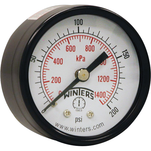 Economy Pressure Gauge, 2" , 0 - 200 psi, Back Mount, Analogue Trail Hammer and Bolt