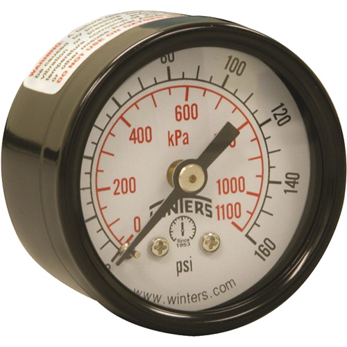 Economy Pressure Gauge, 1-1/2" , 0 - 160 psi, Back Mount, Analogue Trail Hammer and Bolt