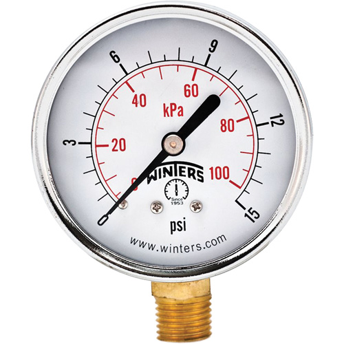 Manom&egrave;tre &eacute;conomique,  2-1/2", 0 - 15 psi, Fixation inf&eacute;rieure, Analogique Trail Hammer and Bolt