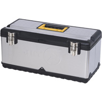 JPSTB-22 Stainless Steel Hand Tool Box, 11" D x 22-1/2" W x 10-3/4" H, Black/Grey Trail Hammer and Bolt