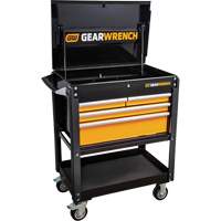 Chariot utilitaire, 4 tiroirs, 33" lo x 21" la x 42" h, Noir/Orange Trail Hammer and Bolt
