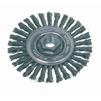High Speed Small Grinder Stringer Bead Knot Wire Wheel Brush, 4" Dia., 0.02" Fill, 5/8"-11 Arbor, Stainless Steel Trail Hammer and Bolt