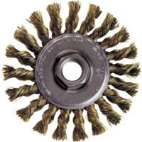 High Speed Small Grinder Knot Wire Wheel Brush, 4" Dia., 0.02" Fill, 5/8"-11 Arbor, Steel Trail Hammer and Bolt