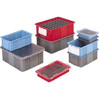 Divider Box&reg; Containers, Polyethylene, 10.8" W x 8.3" D x 2.5" H, Grey Trail Hammer and Bolt