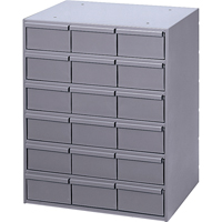 Casiers &agrave; tiroirs industriels, 18 tiroirs, 17-1/4" la x 11-5/8" p x 21-1/4" h, Gris Trail Hammer and Bolt