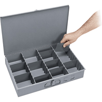 Boîtes &agrave; compartiments ajustables, Acier, Variable compartiments, 18" la x 12" p, 3" h, Gris Trail Hammer and Bolt