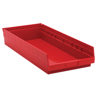 Bacs de rangement pour tablettes, 11-1/8" la x 4" H x 23-5/8" p, Rouge, Capacit&eacute; 50 lb Trail Hammer and Bolt